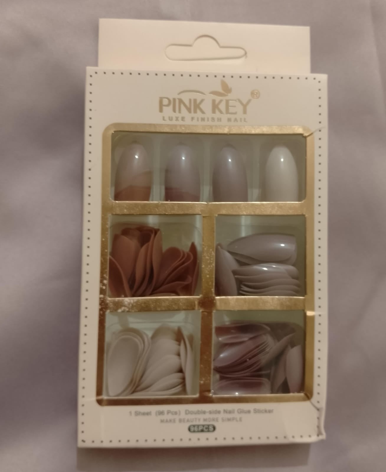 96 PCs Nude Colors Nail Pack Without Glue Or Sticker (random Color)