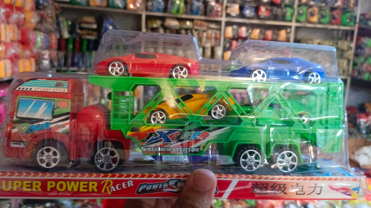 Double decker Trailer Truck | Car Carrier Truck with 4 Cars Included