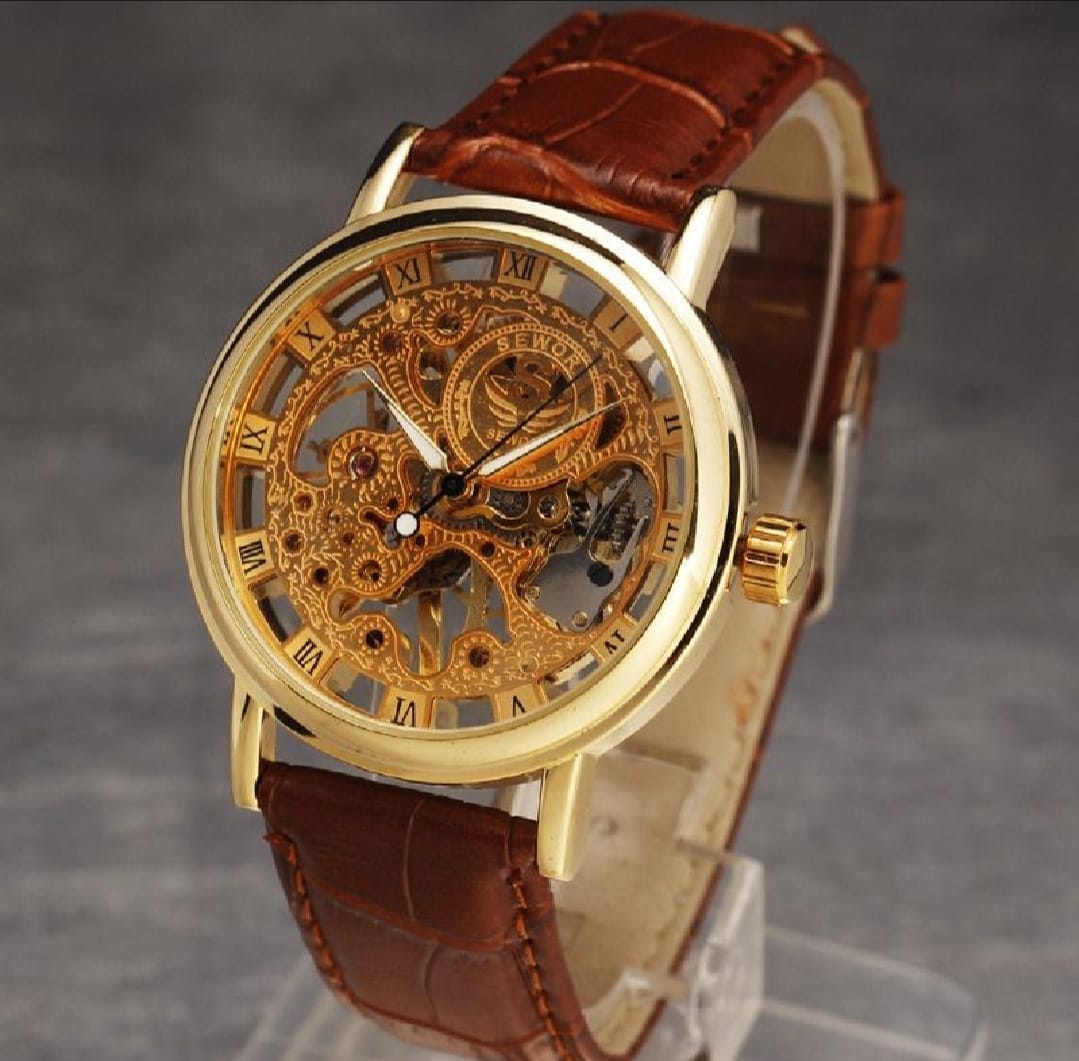 Skeleton watch Stylish Watch leather strap ( Without Box )