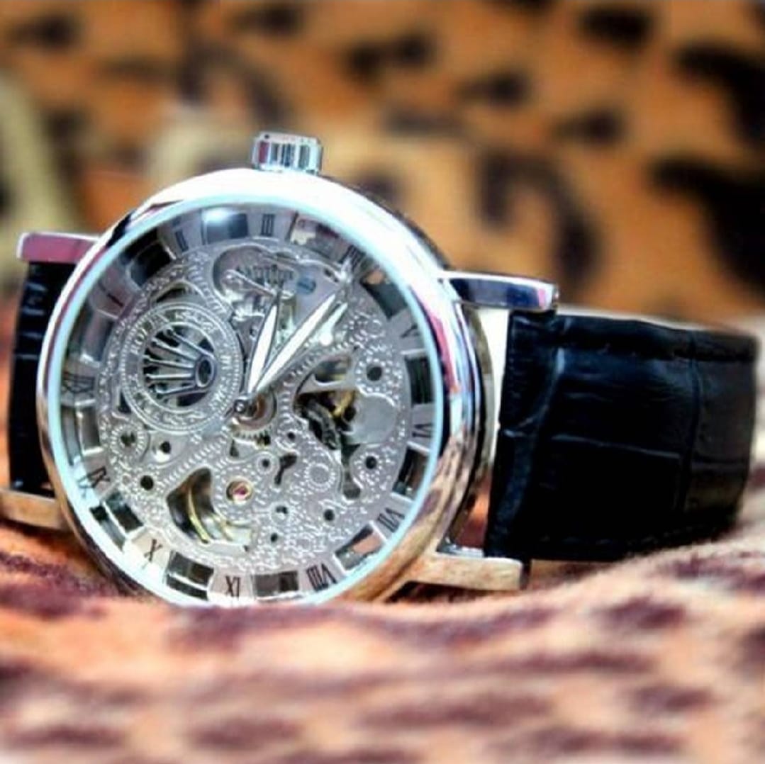 Skeleton watch Stylish Watch leather strap ( Without Box )
