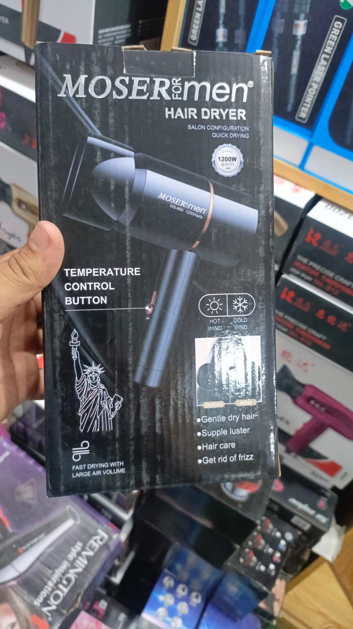 Mosermen 1200W Hair Dryer | Fast Drying, Stylish Design For Men And