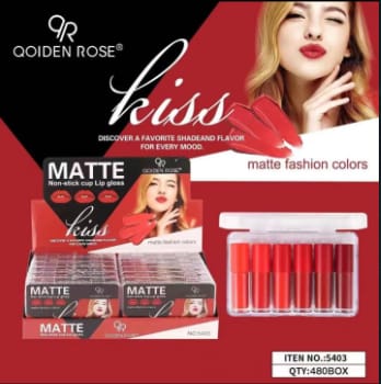 (pack of 6 ) Qoiden Rose Kiss Matte Lip Gloss