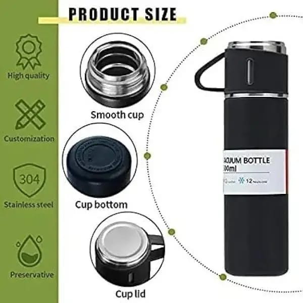 Stainless Steel 500ml Hot & Cool Water Bottle (500 ml) (Random color)