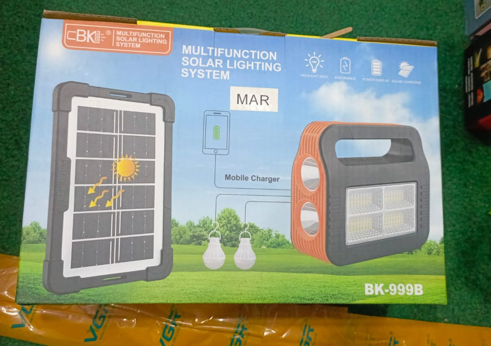 Solar Powered Light System Flashlight, Emergency Mobile Power Bank, Wireless Power Supply