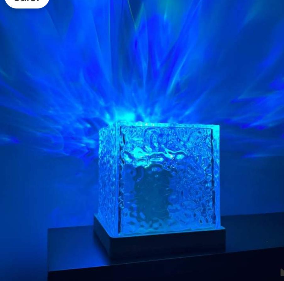 Dynamic Rotating Water Ripple Night Light 3 Colors Flame Crystal Lamp for