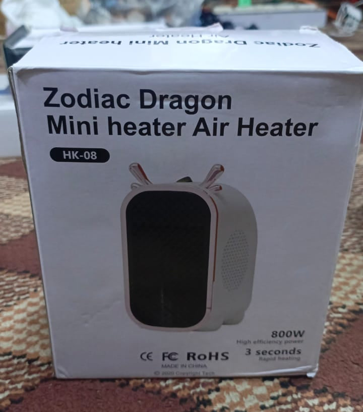 Zodiac Dragon Mini Portable Electric Desk Air Heater for Room, Small Tabletop