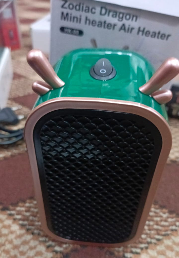 Zodiac Dragon Mini Portable Electric Desk Air Heater for Room, Small Tabletop