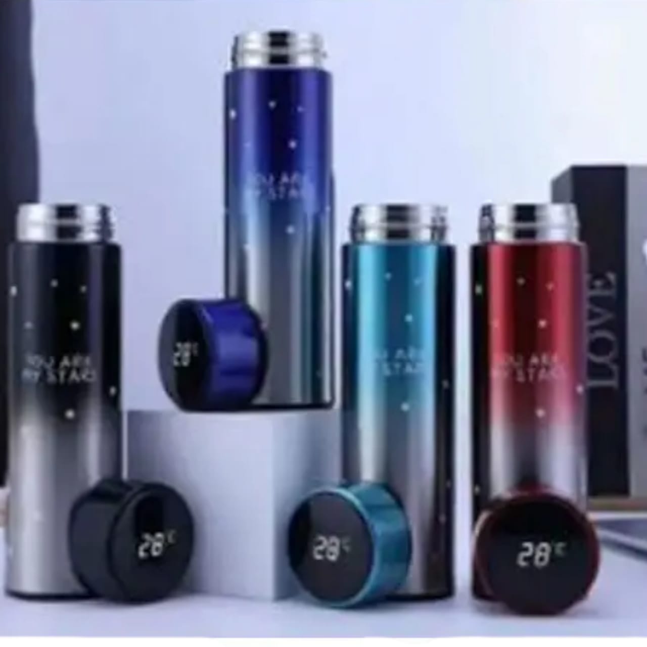 Stars Colorful smart LED Temperature Bottle (500ml) - Random Color