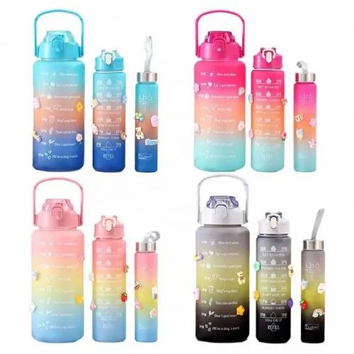 3 Pack Water Bottles with 2L Large Bottle 700MLPortable Bottle and
