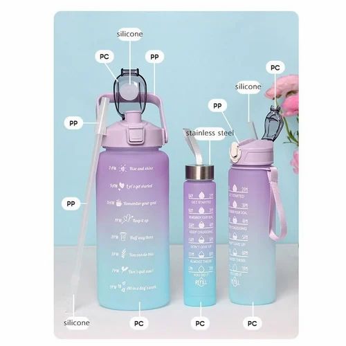 3 Pack Water Bottles with 2L Large Bottle 700MLPortable Bottle and