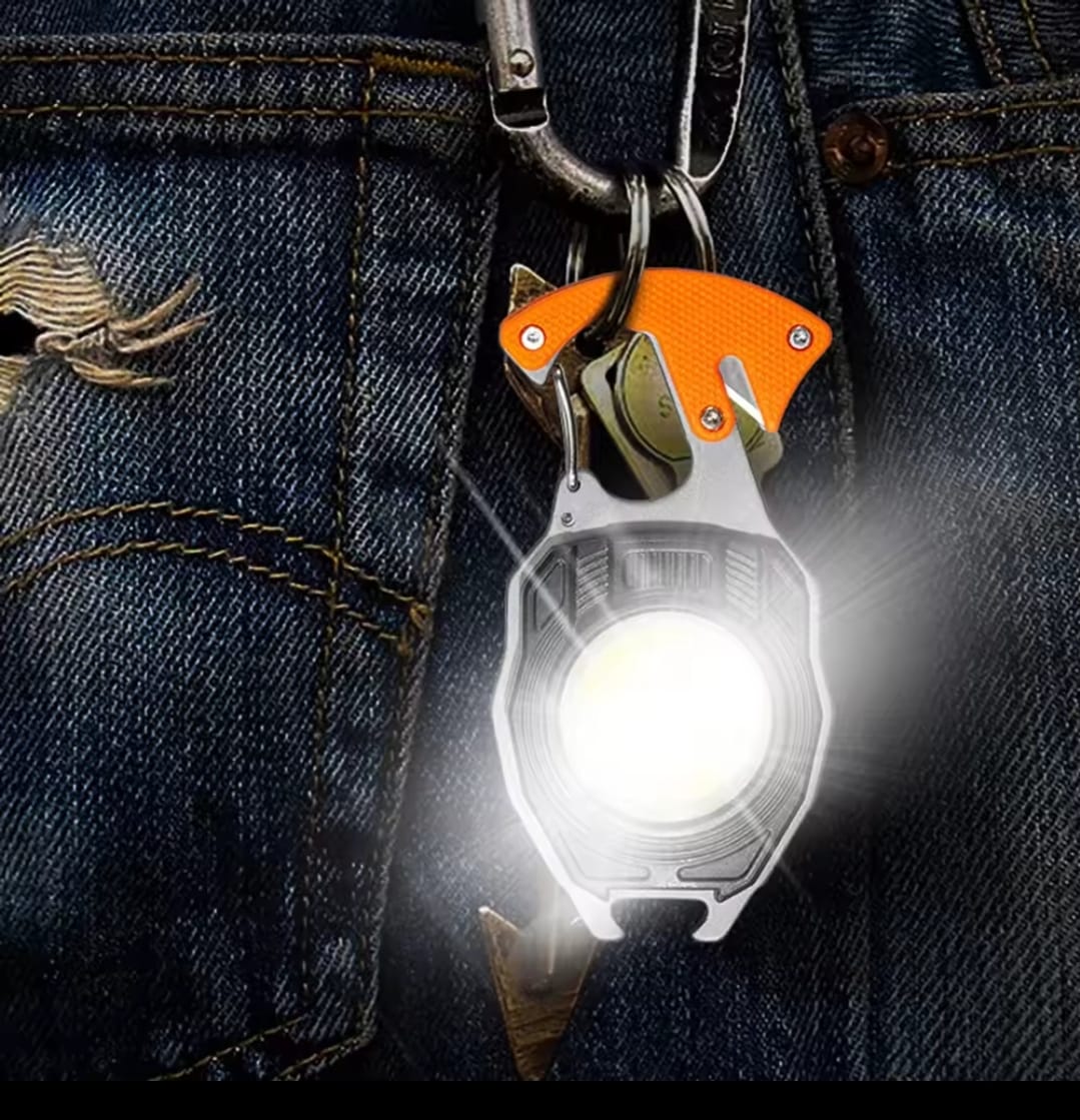 Multifunction Keychain COB Work Lights Strong Magnet Mini Torch with Cigarette Lighter