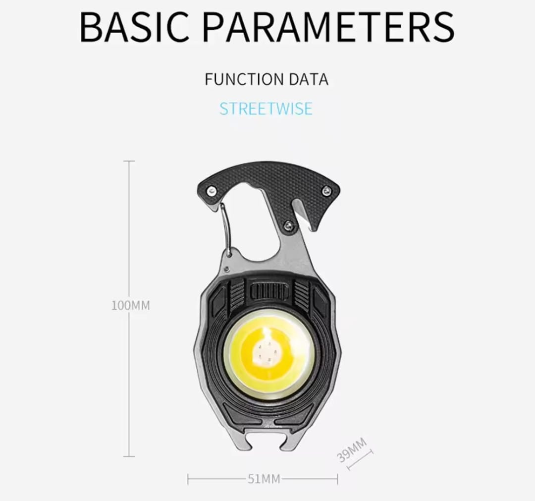 Multifunction Keychain COB Work Lights Strong Magnet Mini Torch with Cigarette Lighter