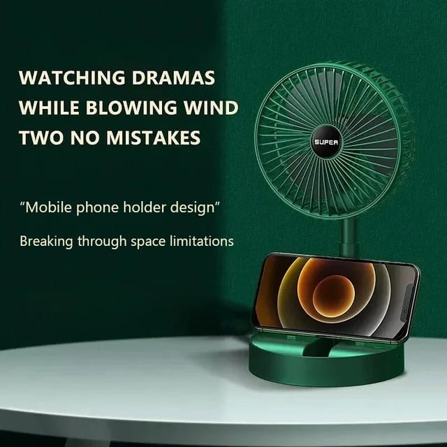 Rechargeable - Portable Telescopic Folding Fan Table Desk Fan | 3 Speeds