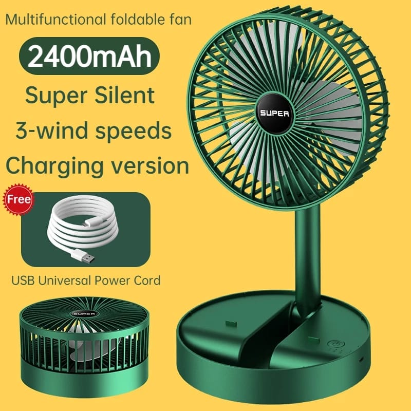 Rechargeable - Portable Telescopic Folding Fan Table Desk Fan | 3 Speeds