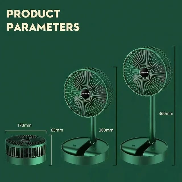 Rechargeable - Portable Telescopic Folding Fan Table Desk Fan | 3 Speeds