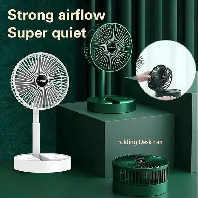 Rechargeable - Portable Telescopic Folding Fan Table Desk Fan | 3 Speeds