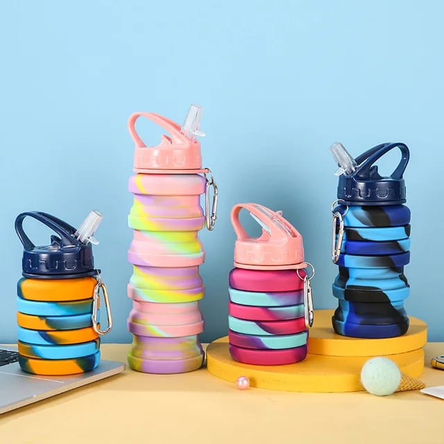 Expandable Silicone Sipper Water Bottle for Sports, Trekking, Cycling, Gym, School Water