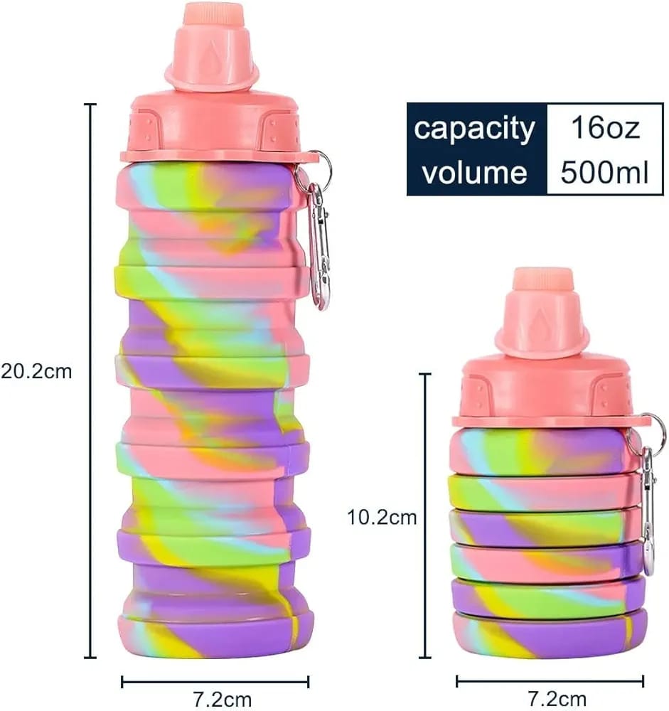 Expandable Silicone Sipper Water Bottle for Sports, Trekking, Cycling, Gym, School Water