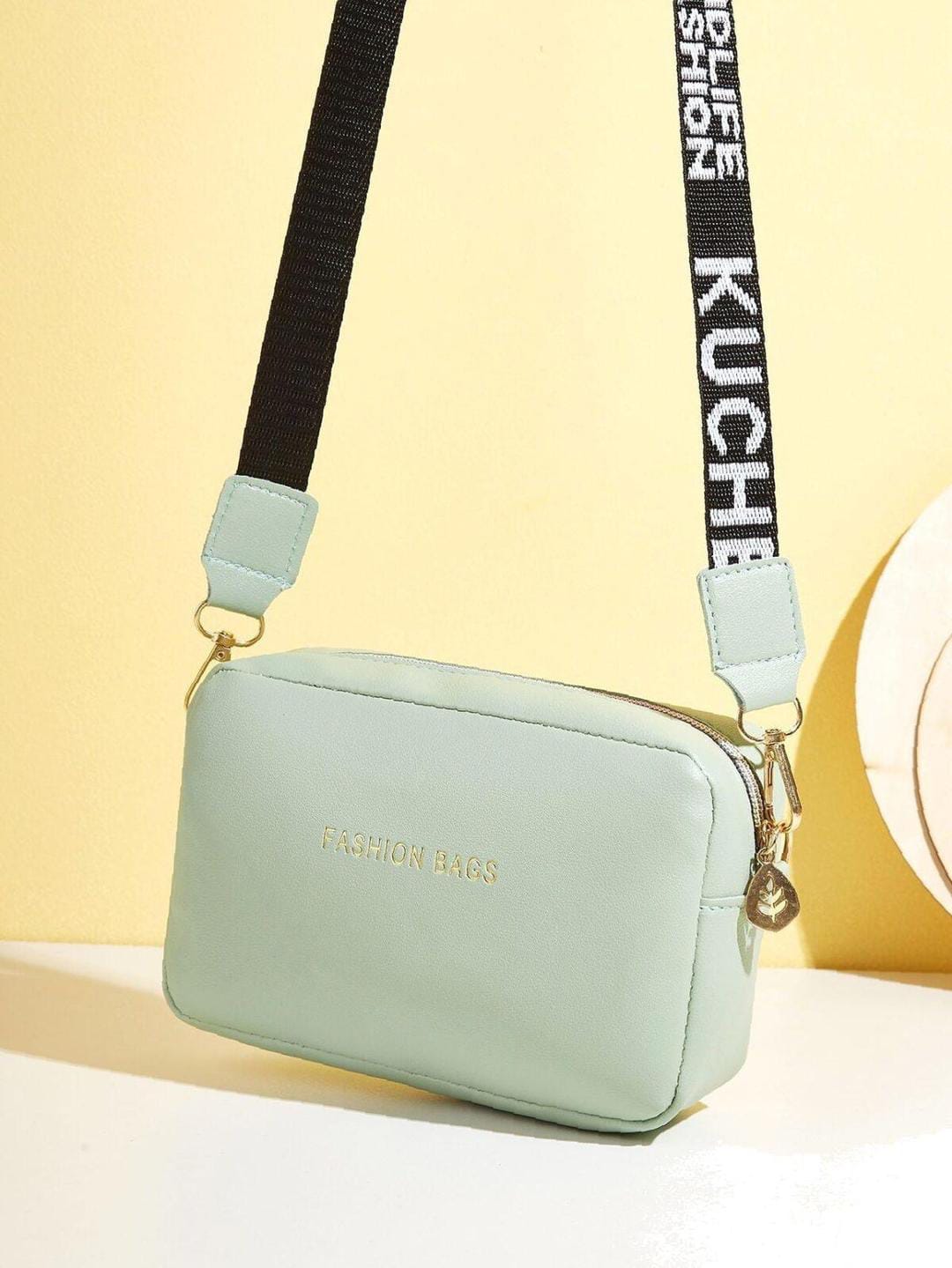 PU Leather Wide Strap Crossbody Bag Simple Style Small Shoulder Bags