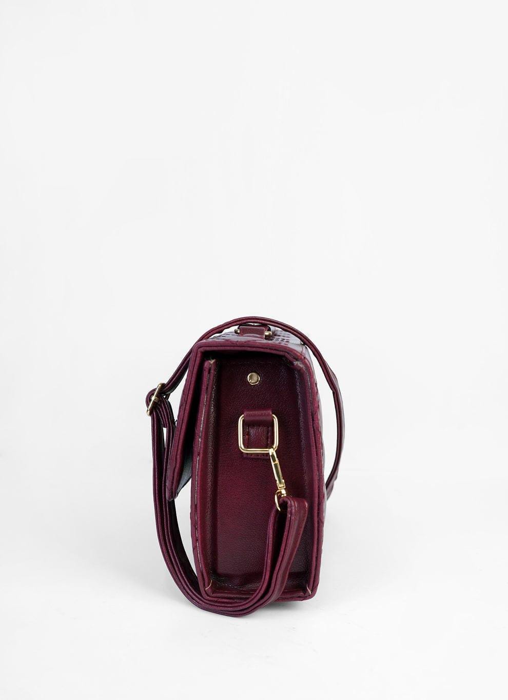 Women's PU Leather Embroidered Shoulder Bag (Maroon)