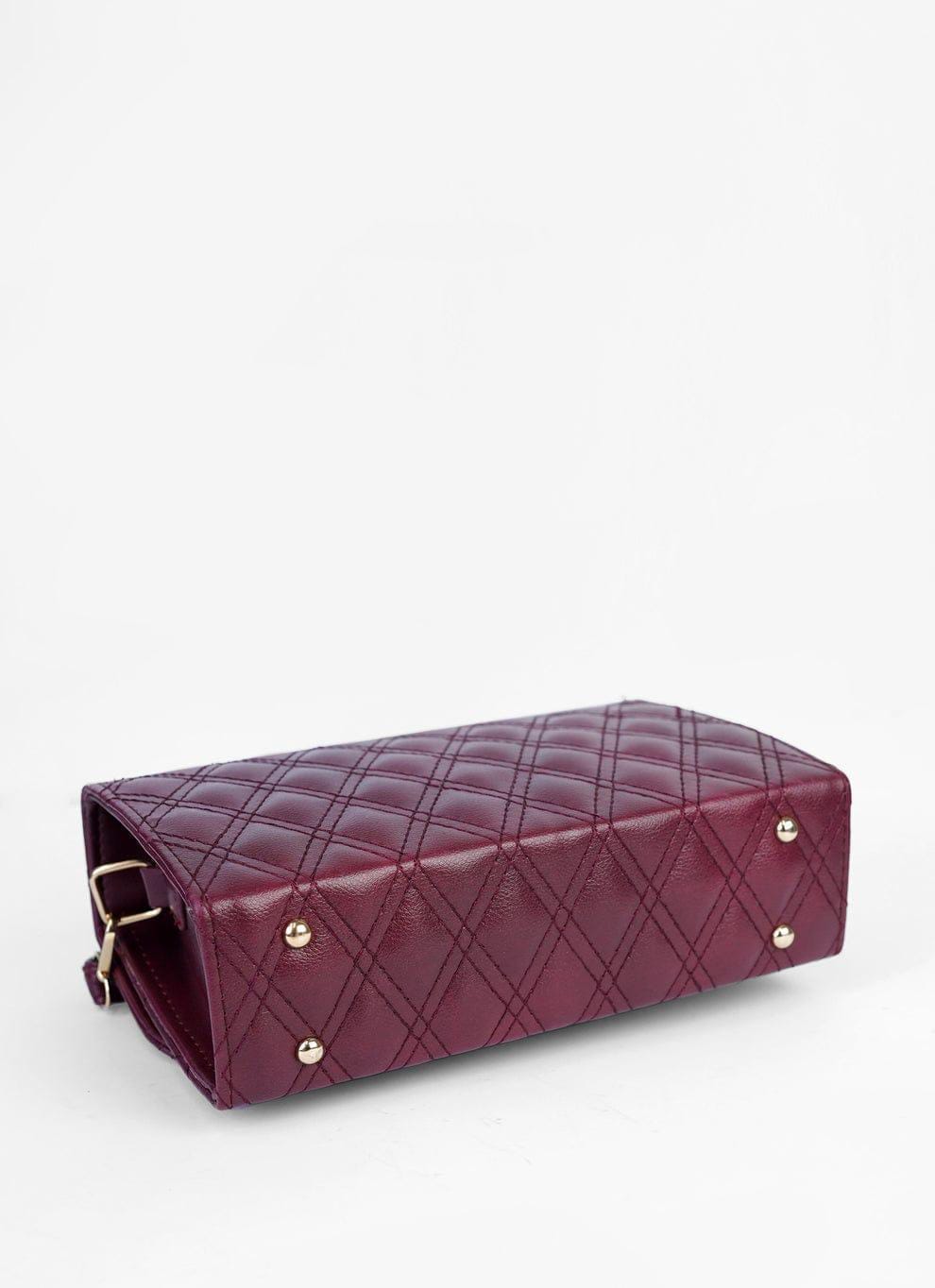 Women's PU Leather Embroidered Shoulder Bag (Maroon)