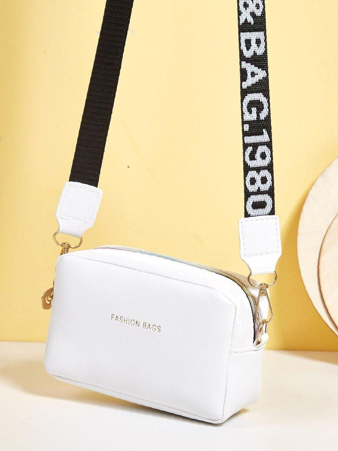 PU Leather Wide Strap Crossbody Bag Simple Style Small Shoulder Bags