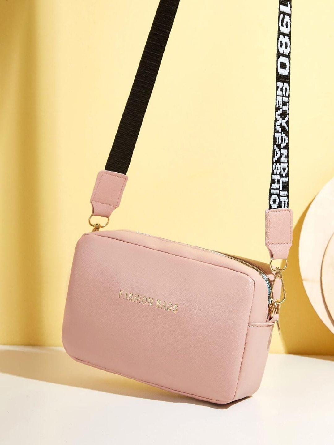 PU Leather Wide Strap Crossbody Bag Simple Style Small Shoulder Bags