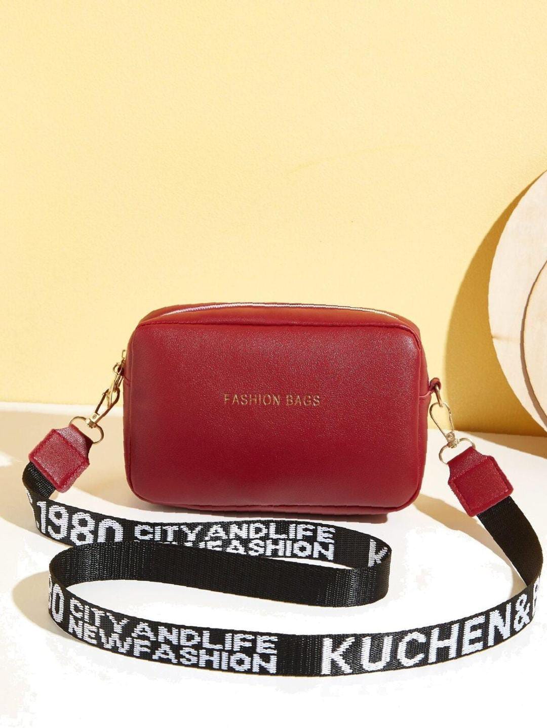 PU Leather Wide Strap Crossbody Bag Simple Style Small Shoulder Bags