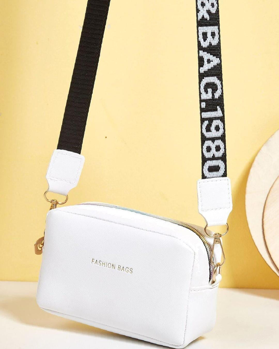 PU Leather Wide Strap Crossbody Bag Simple Style Small Shoulder Bags