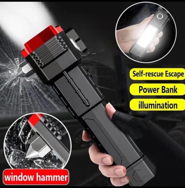 High-power Led Torch Light Rechargeable Flashlight And Multi functional Tactical Hammer &