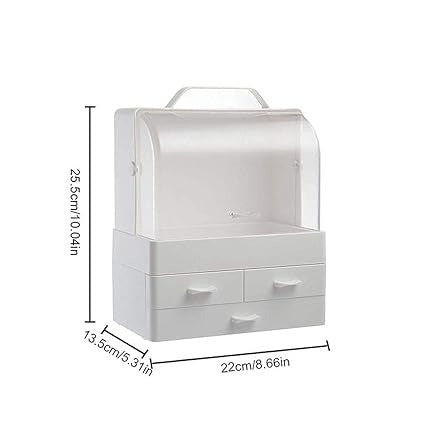 Makeup Organizer Modern Cosmetic White Storage Box | Portable Handle Fully Open