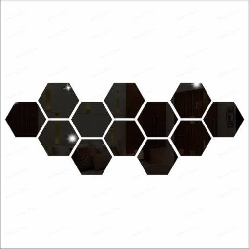 (pack of 12) 3d acrylic Hexagon Simple Mirror-Surface Geometric DIY Art