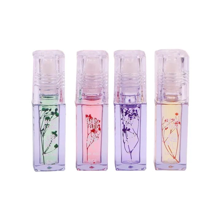 ( Pack Of 4) Flower Transparent Liquid Lip Oil 5ml