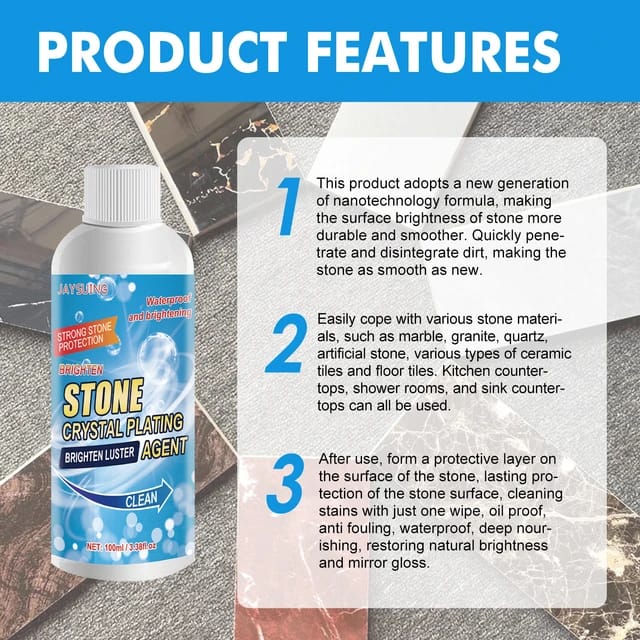 Stone crystal Agent Cleaner, Marble Cleaner and Polish, Universal Stone Cleaner(Tile cleaner)