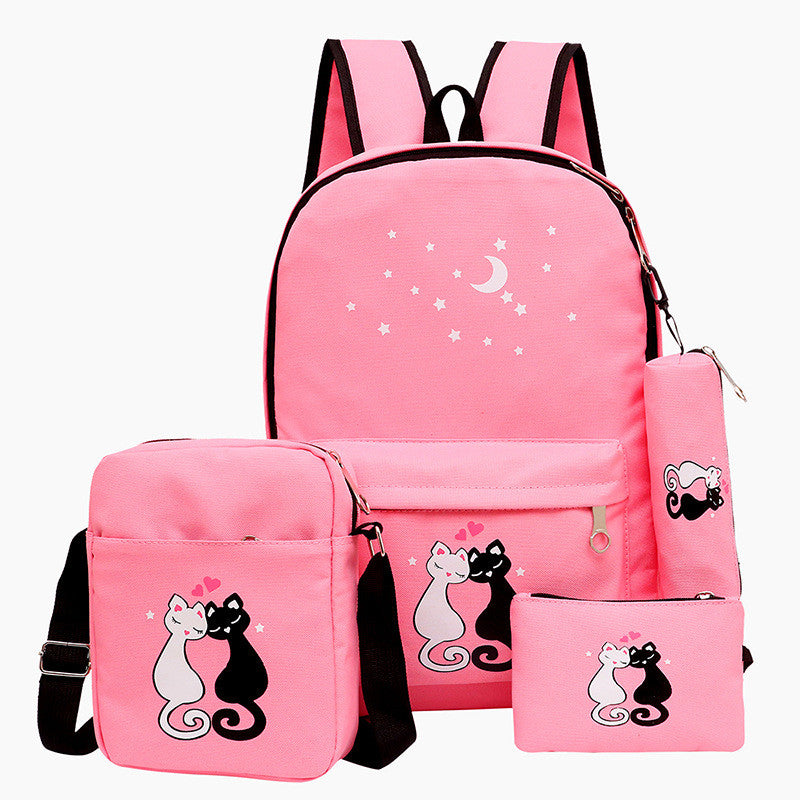 4-Piece School Bag Set/ backpack Children School Bags For Girls Boys Canvas