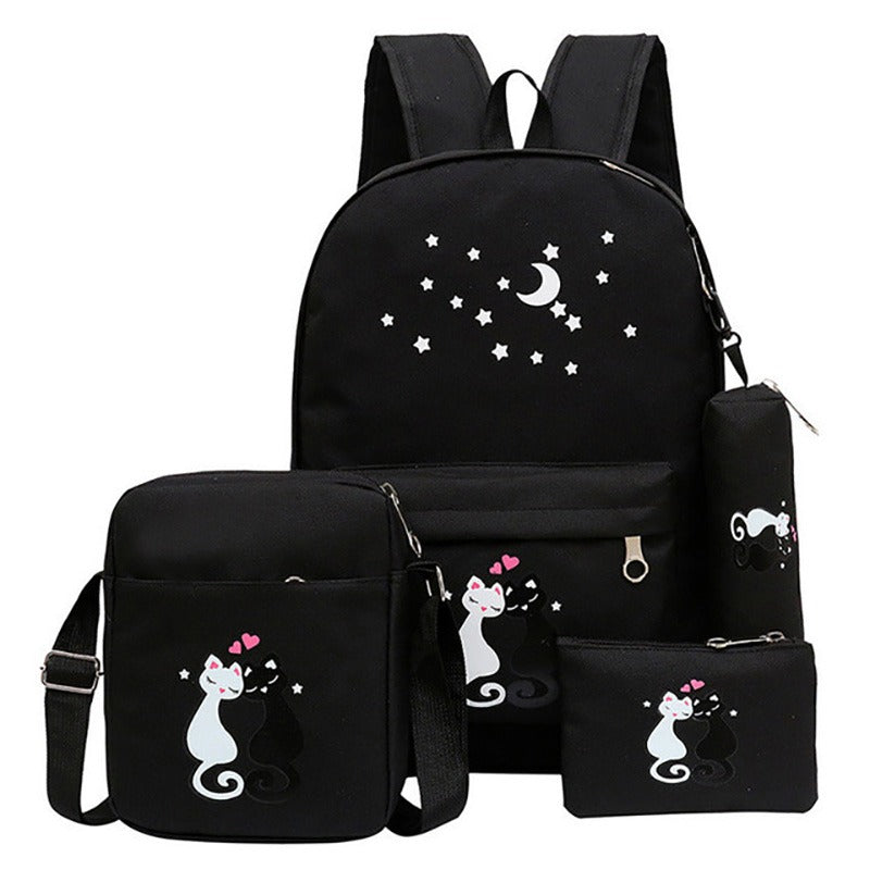 4-Piece School Bag Set/ backpack Children School Bags For Girls Boys Canvas