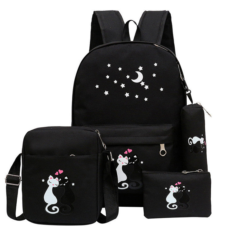4-Piece School Bag Set/ backpack Children School Bags For Girls Boys Canvas
