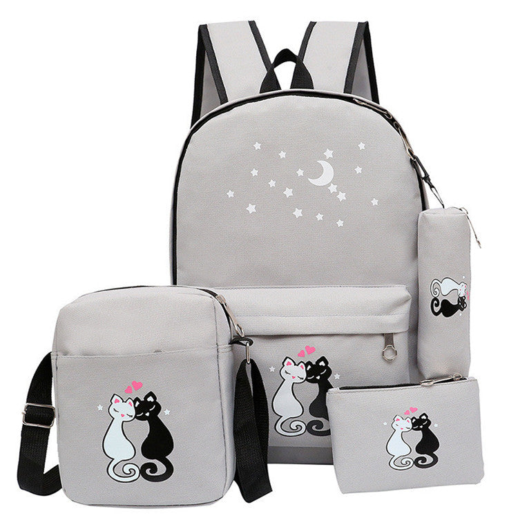 4-Piece School Bag Set/ backpack Children School Bags For Girls Boys Canvas
