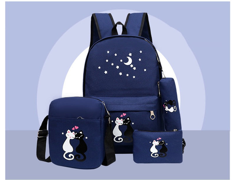 4-Piece School Bag Set/ backpack Children School Bags For Girls Boys Canvas