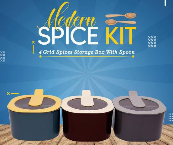 4 In 1 Modern spice kit, partition kitchen seasoning box, 4 Portions