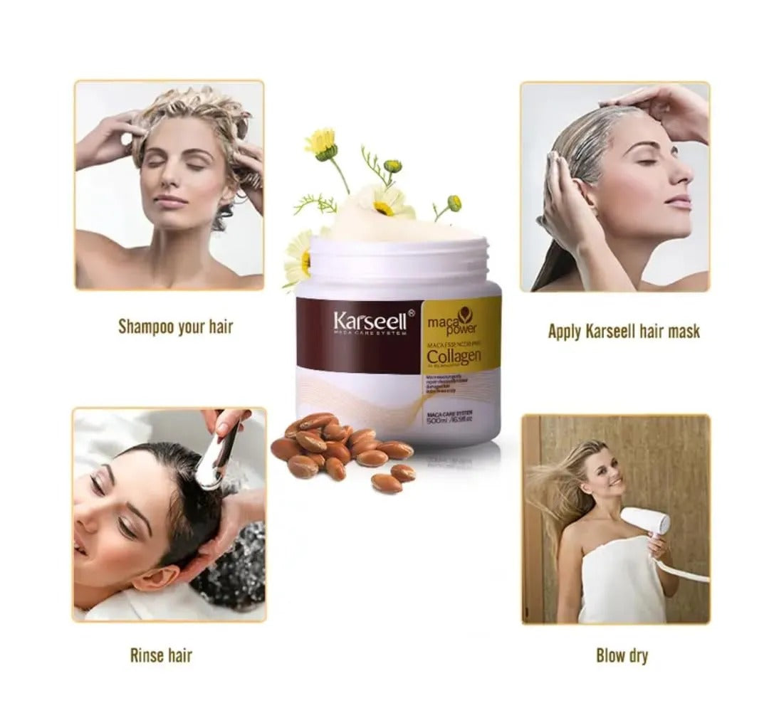 3 in 1 Deal Karseell Hair Mask Collagen Treatment Cream + Reusable