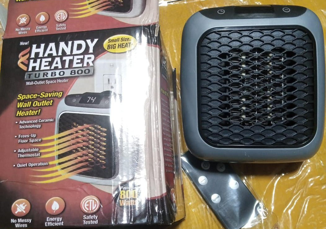 800W Space Heater Digital Electric Heater Wall Outlet Plug Small Fan Home
