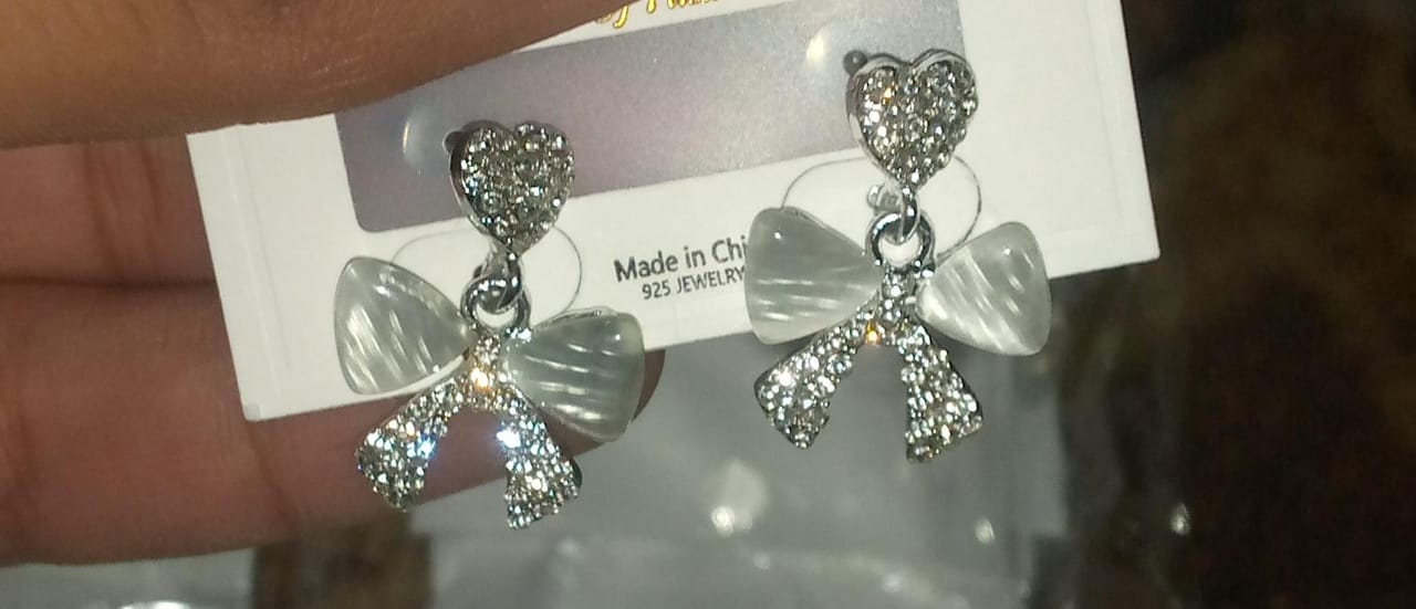 Heart Bow Zircon Korean Earring for Women(Golden)