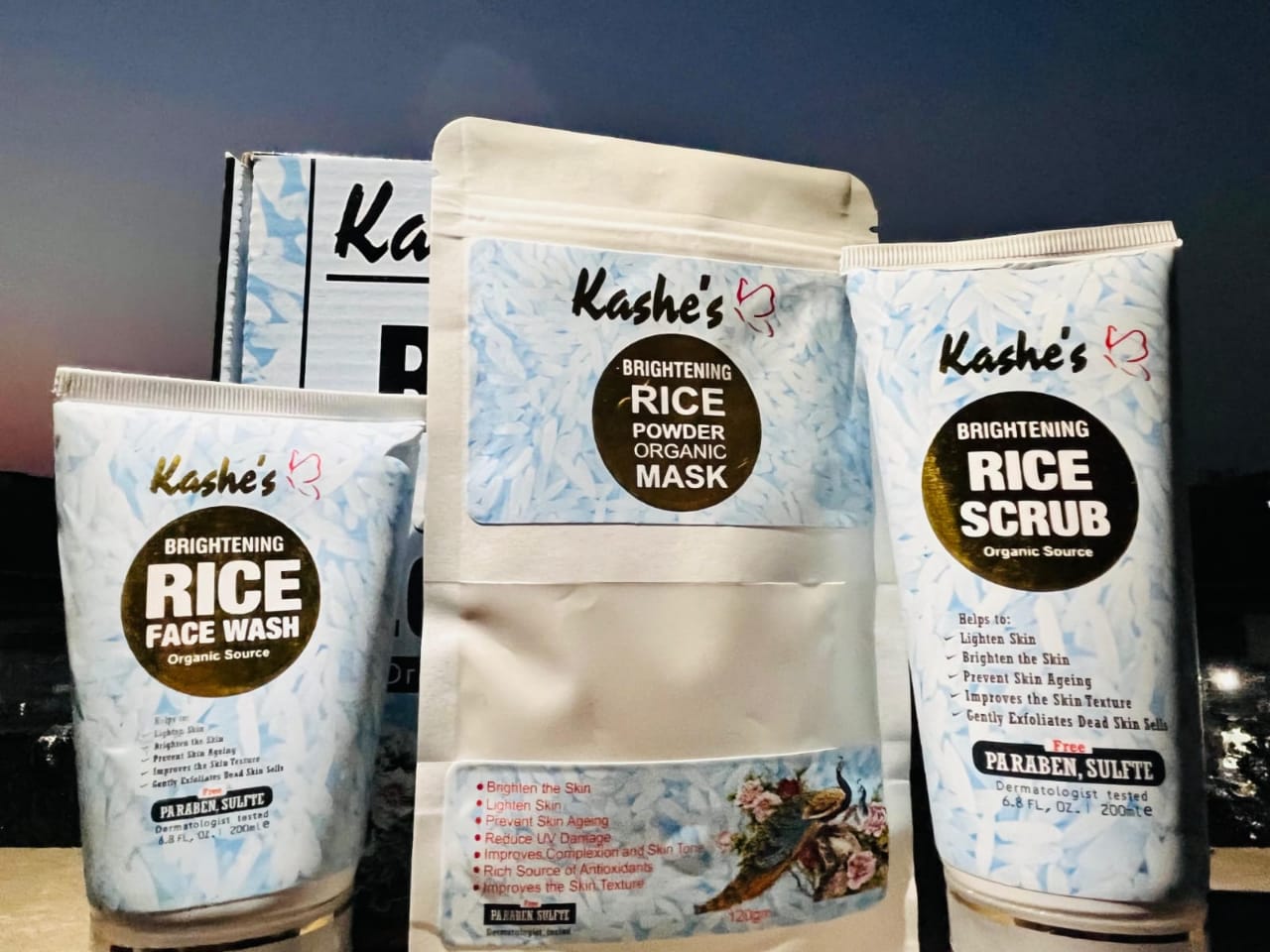 Kashe's Rice Extract Bright & Glow Kit ( Rice Face Wash +