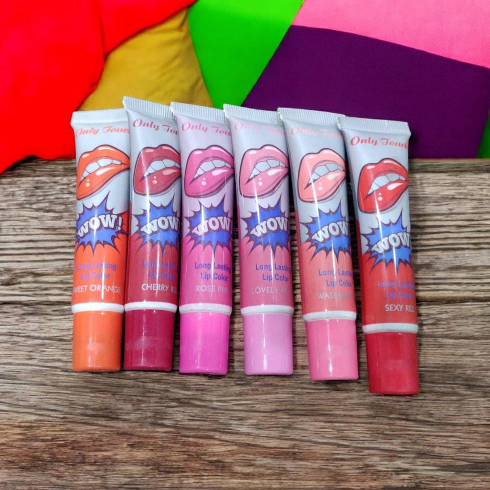 Pack Of 6 High Pigmented Lip Gloss Lipstick Tattoo Peel Off Durable