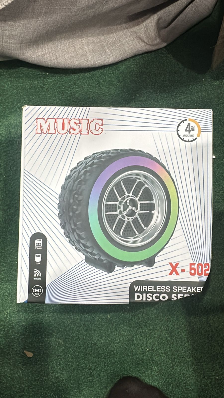 X-502 RGB Wheel-Shaped Wireless Speaker with Subwoofer Portable USB/BT Card Playback for