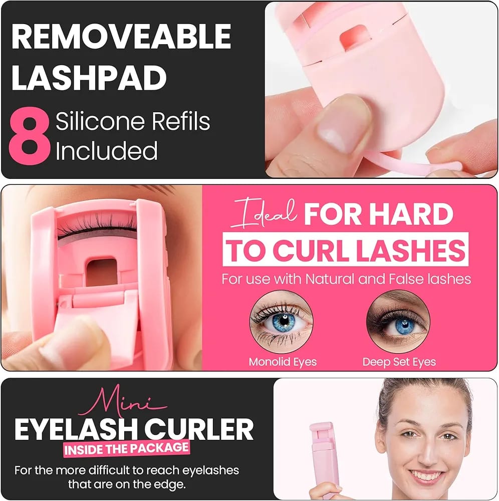 2-in-1 Eyelash Curler for All Eye Shapes Professional Lash Curler for