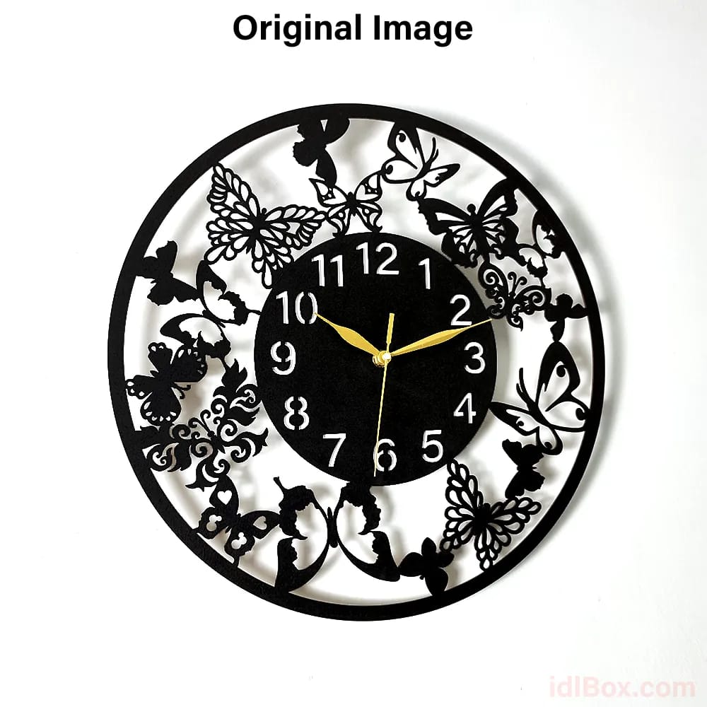 Butterfly 3D Wooden wall clock for Living Room Decor Wall