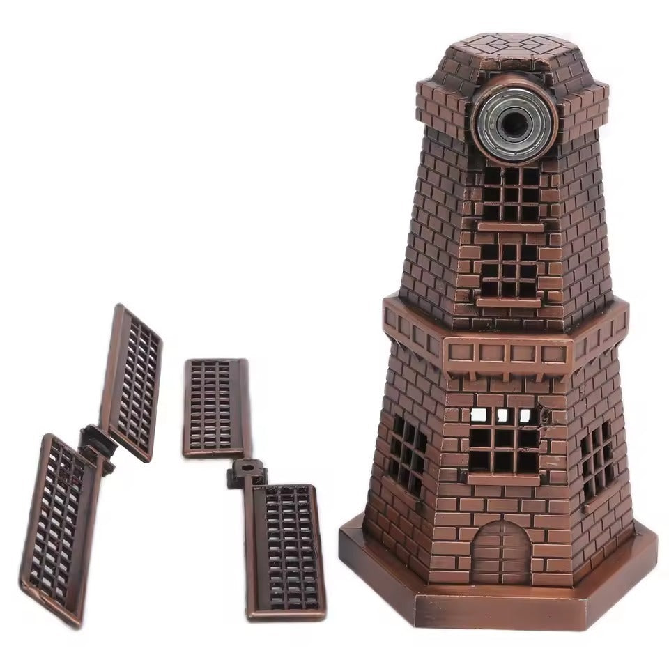 Rotatable Wind Mill Metal Monument for Home and Office Decor Style Antique