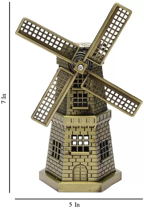 Rotatable Wind Mill Metal Monument for Home and Office Decor Style Antique